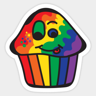 Gay Pride Rainbow Cupcake Sticker